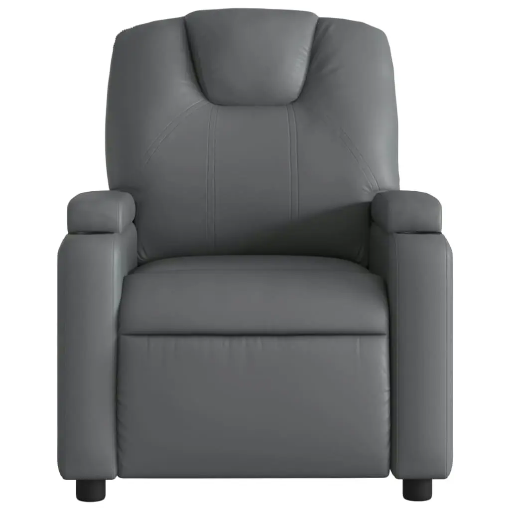 Massage Recliner Chair Grey Faux Leather 3205545