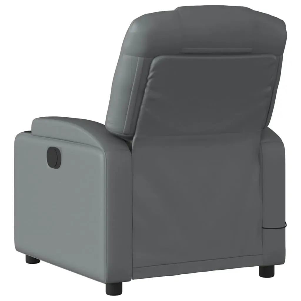 Massage Recliner Chair Grey Faux Leather 3205545