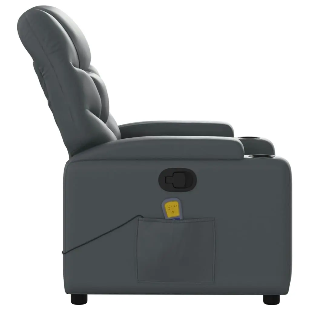 Massage Recliner Chair Grey Faux Leather 3205645