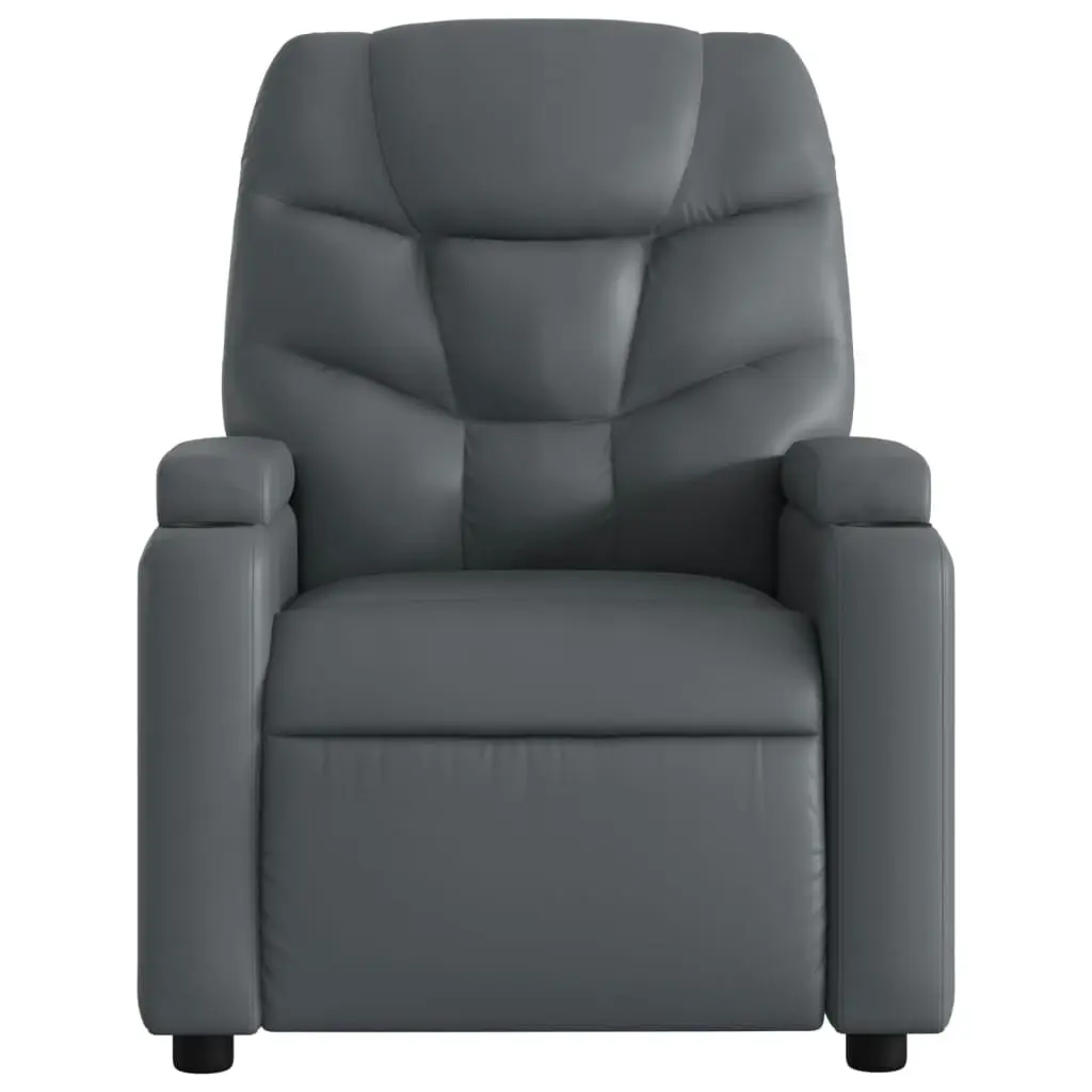 Massage Recliner Chair Grey Faux Leather 3205645