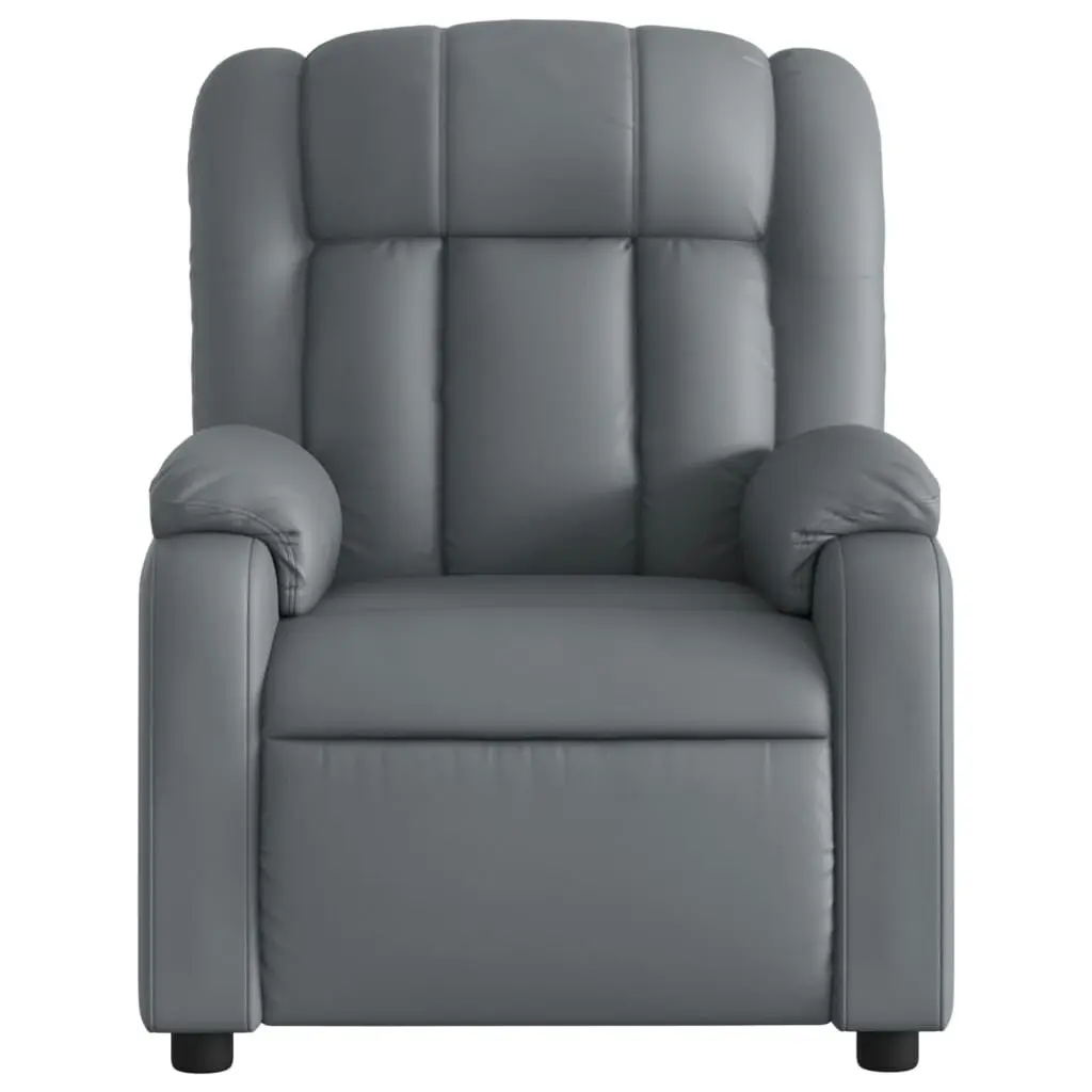 Massage Recliner Chair Grey Faux Leather 3205765