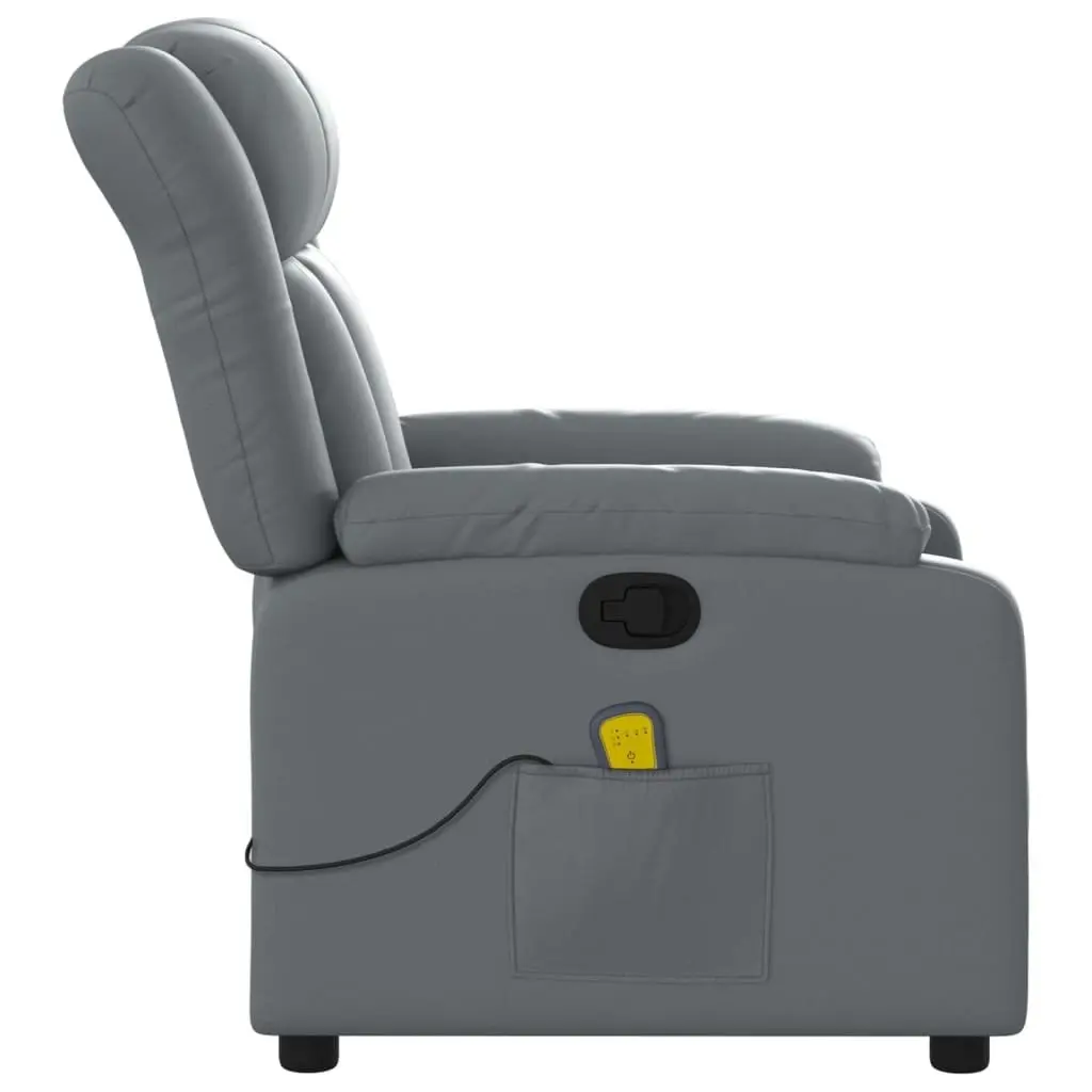 Massage Recliner Chair Grey Faux Leather 3205765