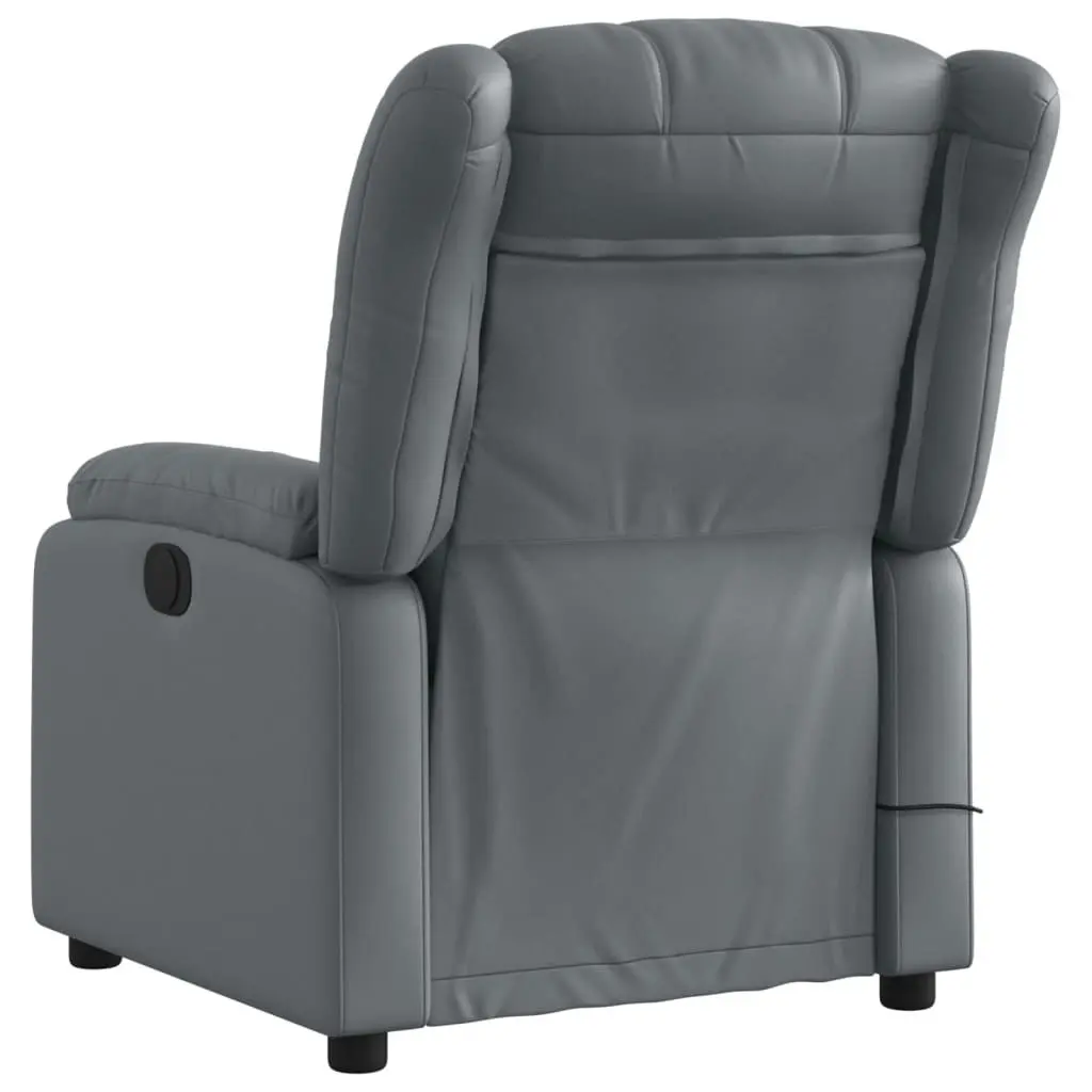 Massage Recliner Chair Grey Faux Leather 3205765