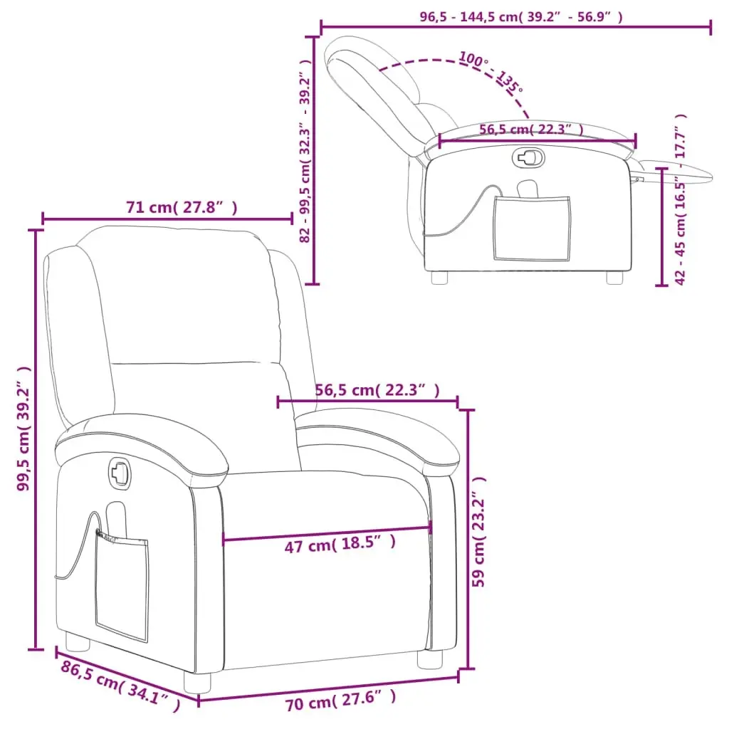 Massage Recliner Chair Grey Faux Leather 3205901