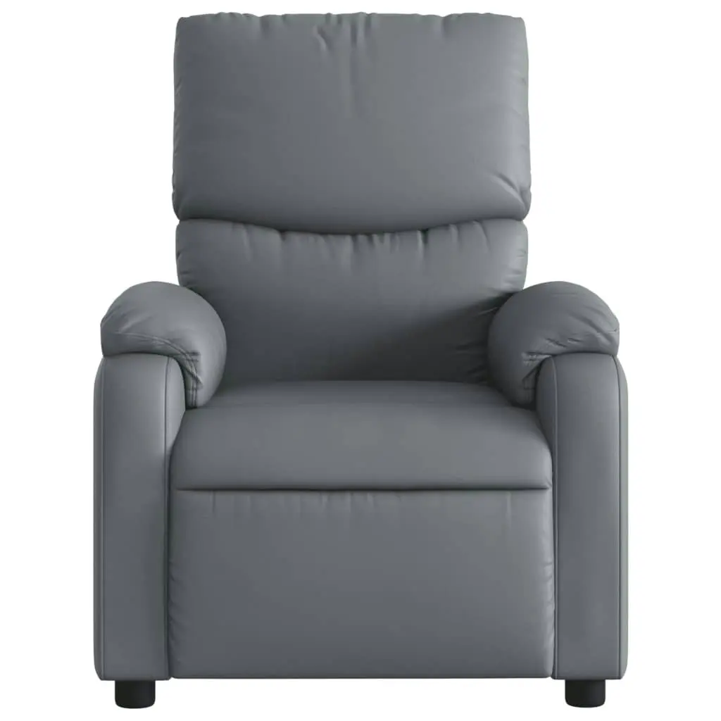 Massage Recliner Chair Grey Faux Leather 3206118