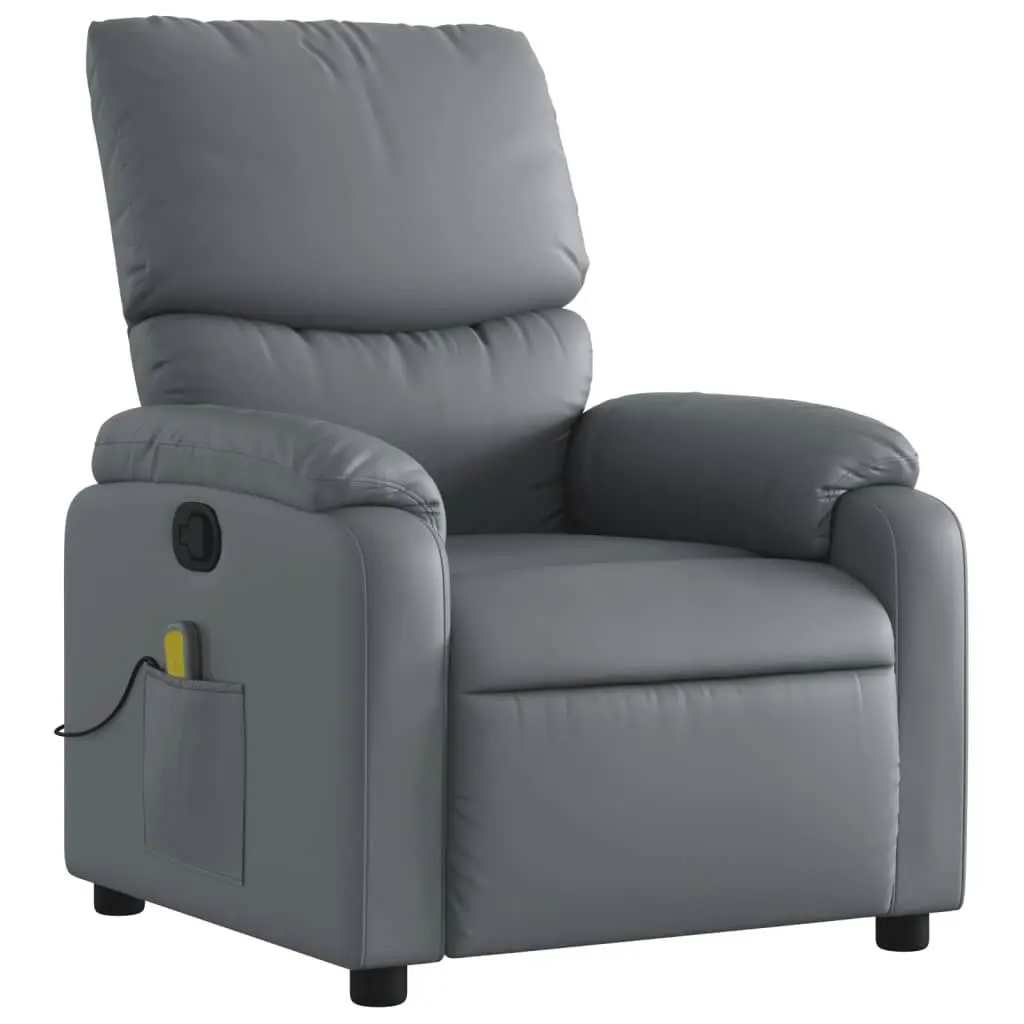 Massage Recliner Chair Grey Faux Leather 3206118