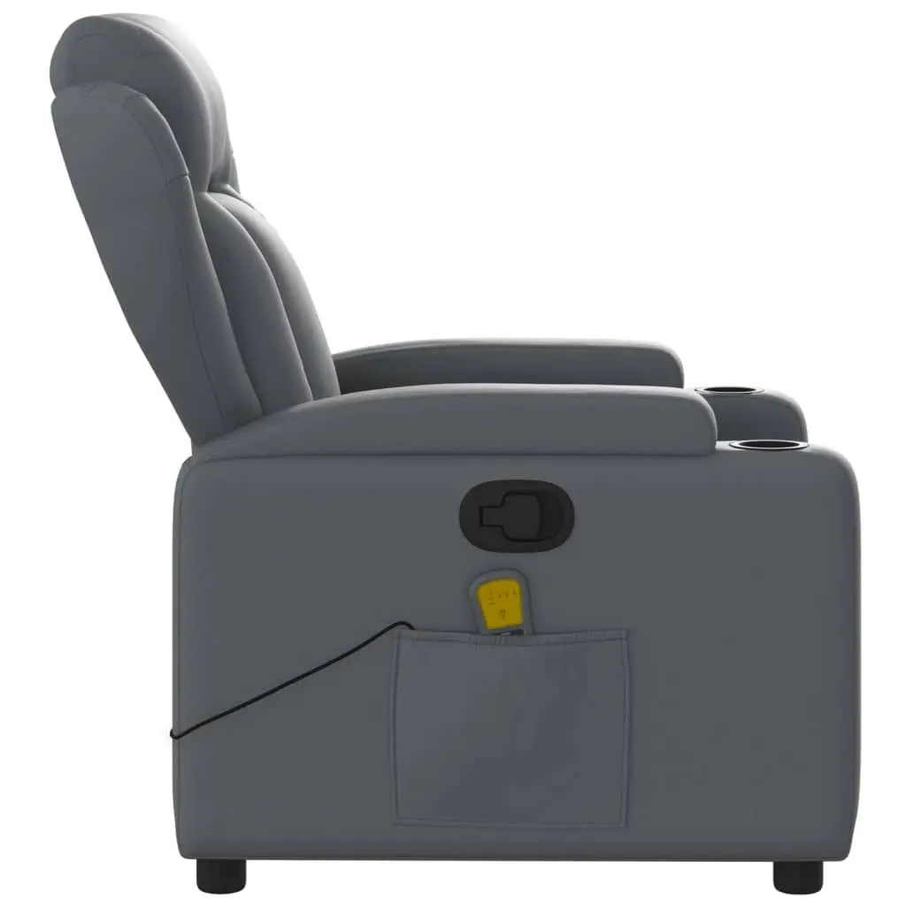 Massage Recliner Chair Grey Faux Leather 372437