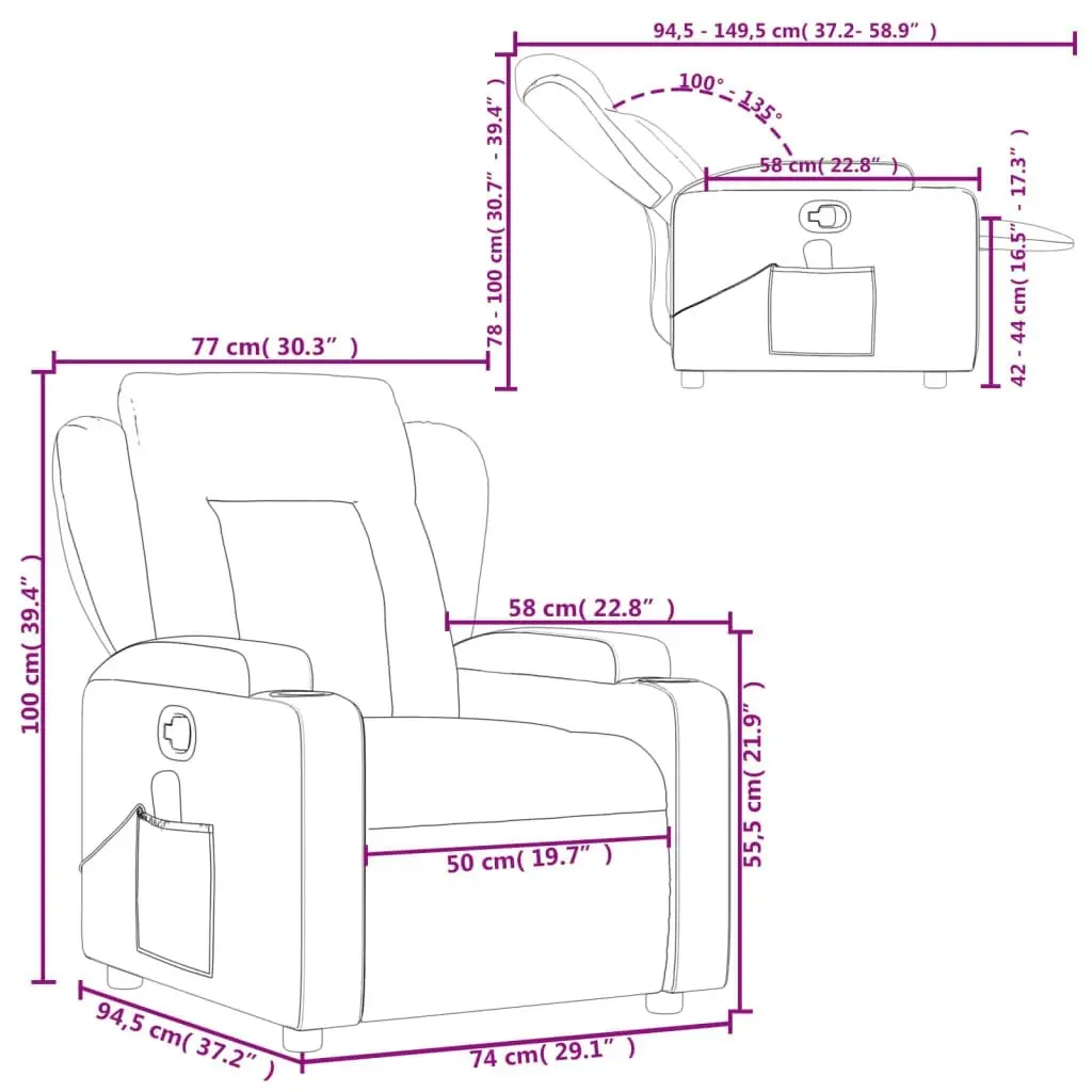 Massage Recliner Chair Grey Faux Leather 372437