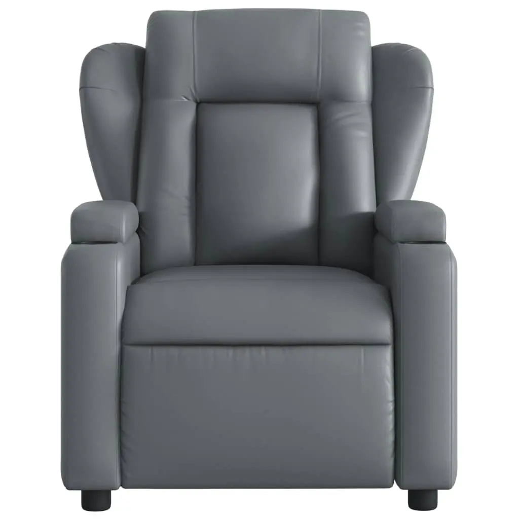 Massage Recliner Chair Grey Faux Leather 372437