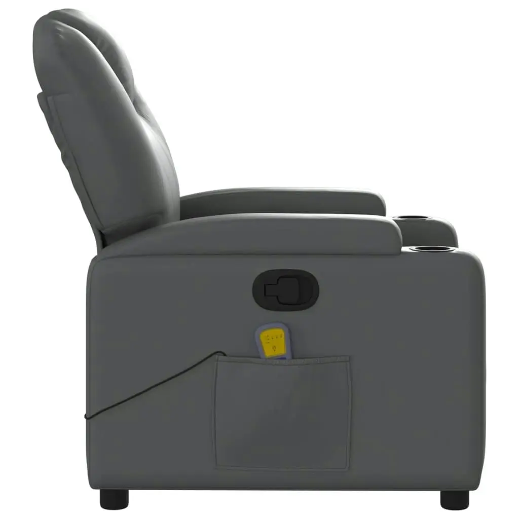 Massage Recliner Chair Grey Faux Leather 372399