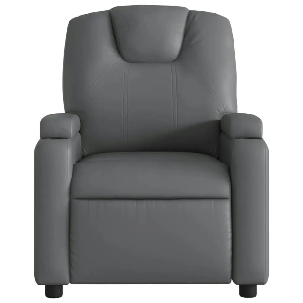 Massage Recliner Chair Grey Faux Leather 372399