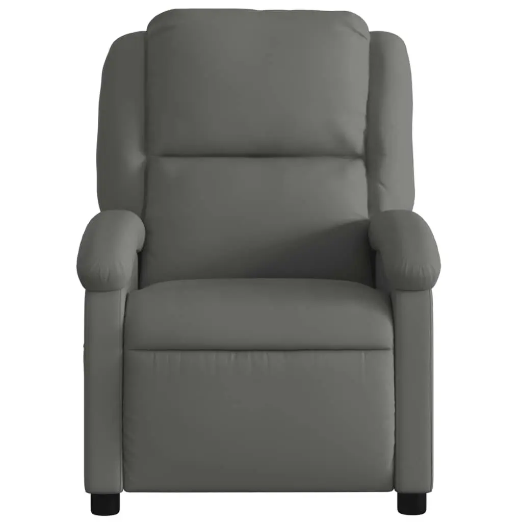 Massage Recliner Chair Grey Real Leather 3205473