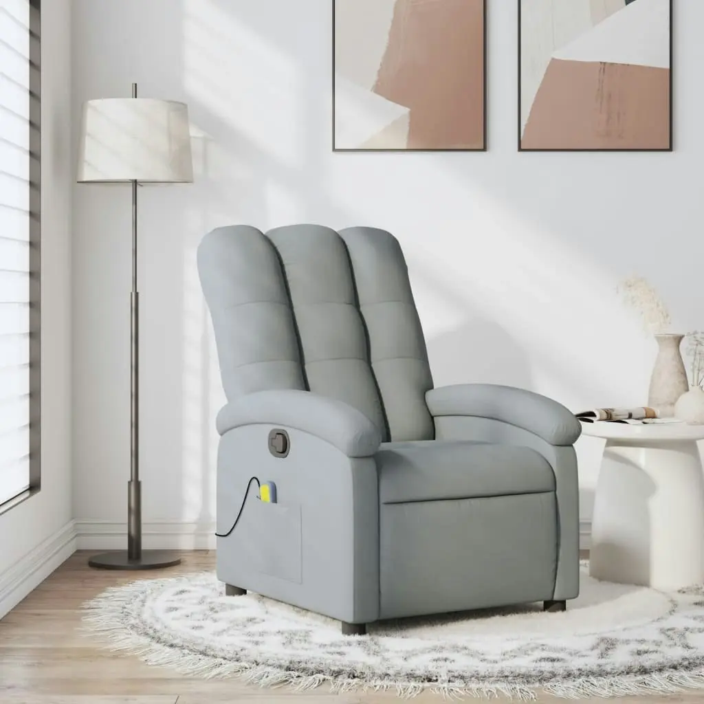 Massage Recliner Chair Light Grey Fabric 3205384