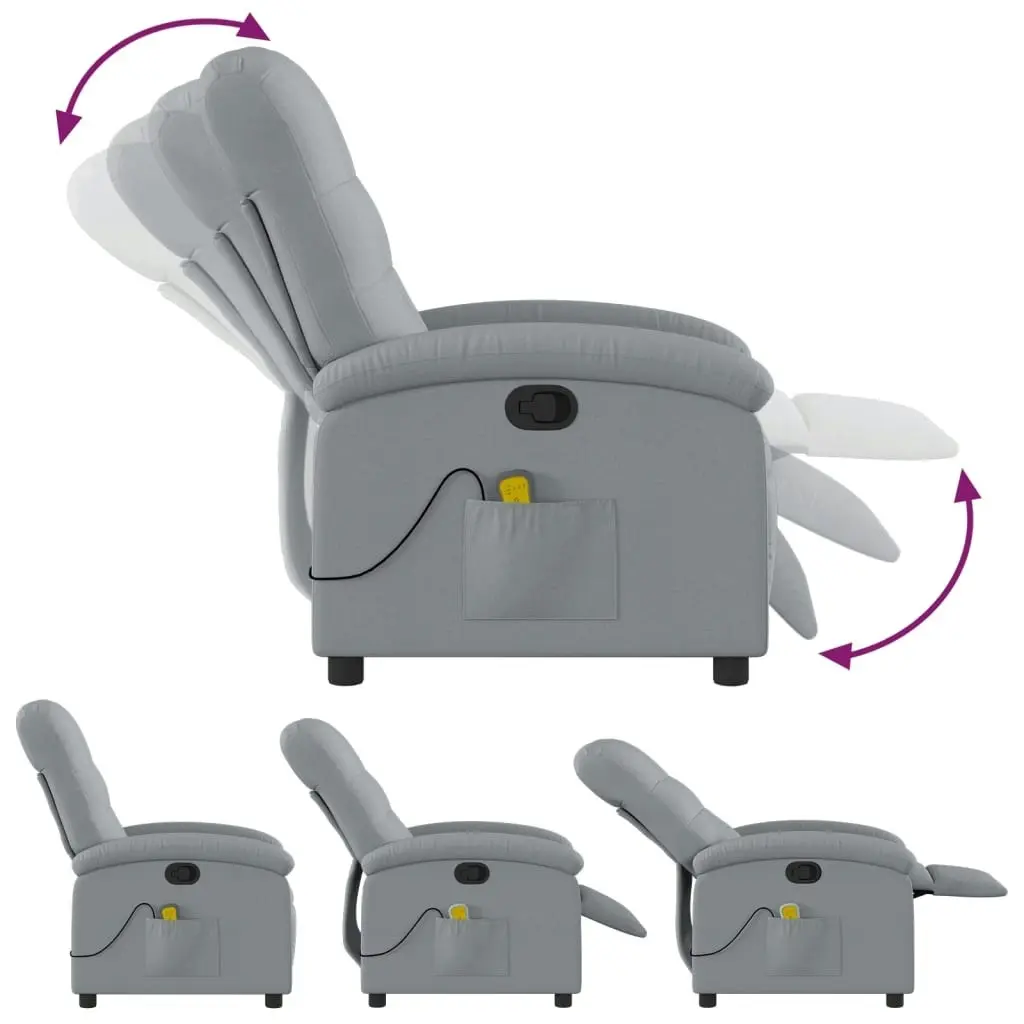 Massage Recliner Chair Light Grey Fabric 3205384