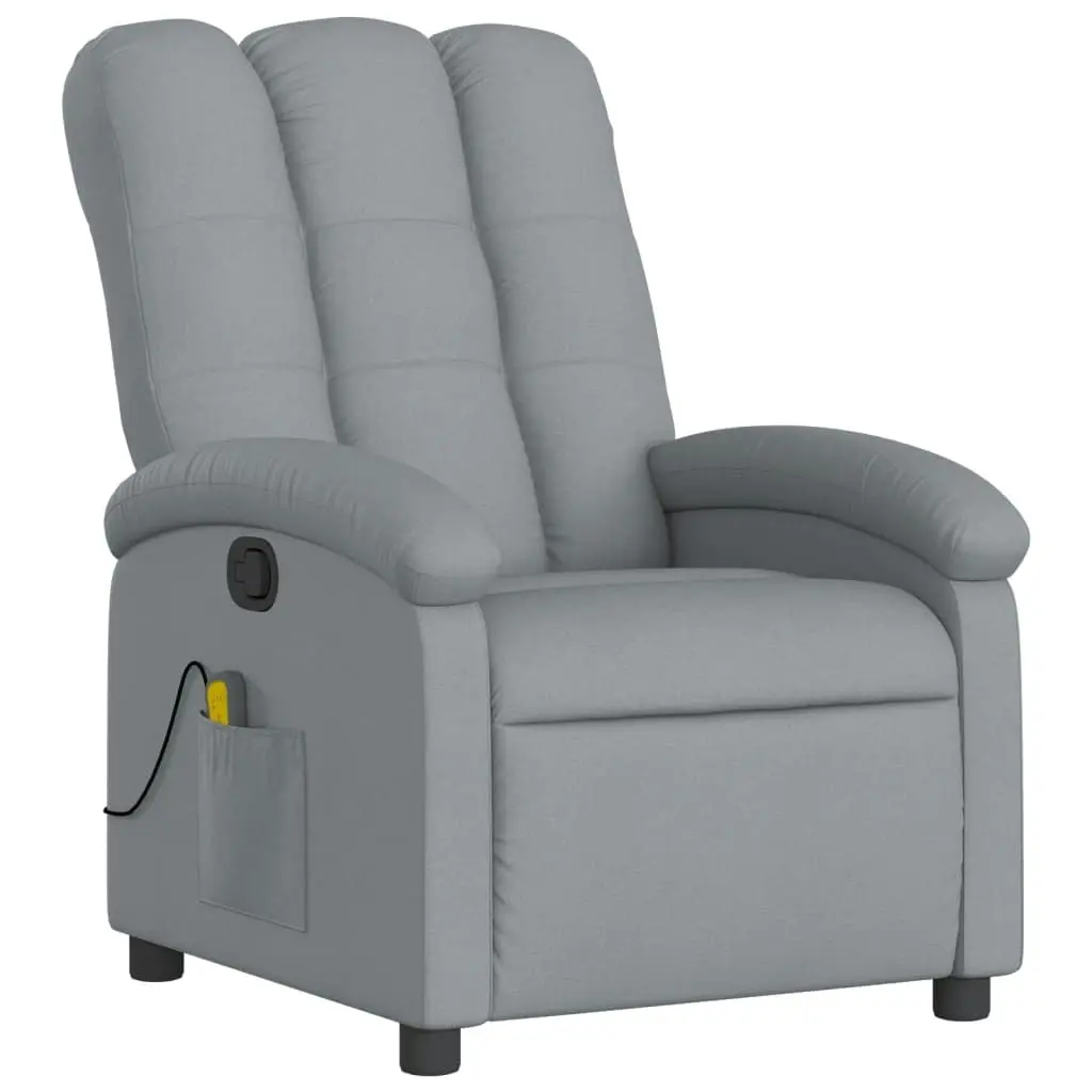 Massage Recliner Chair Light Grey Fabric 3205384