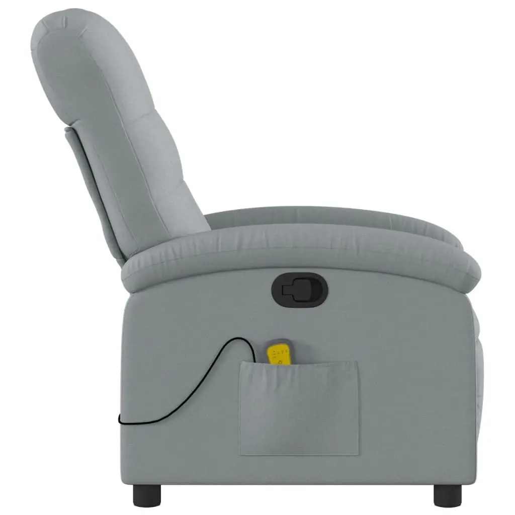 Massage Recliner Chair Light Grey Fabric 3205384