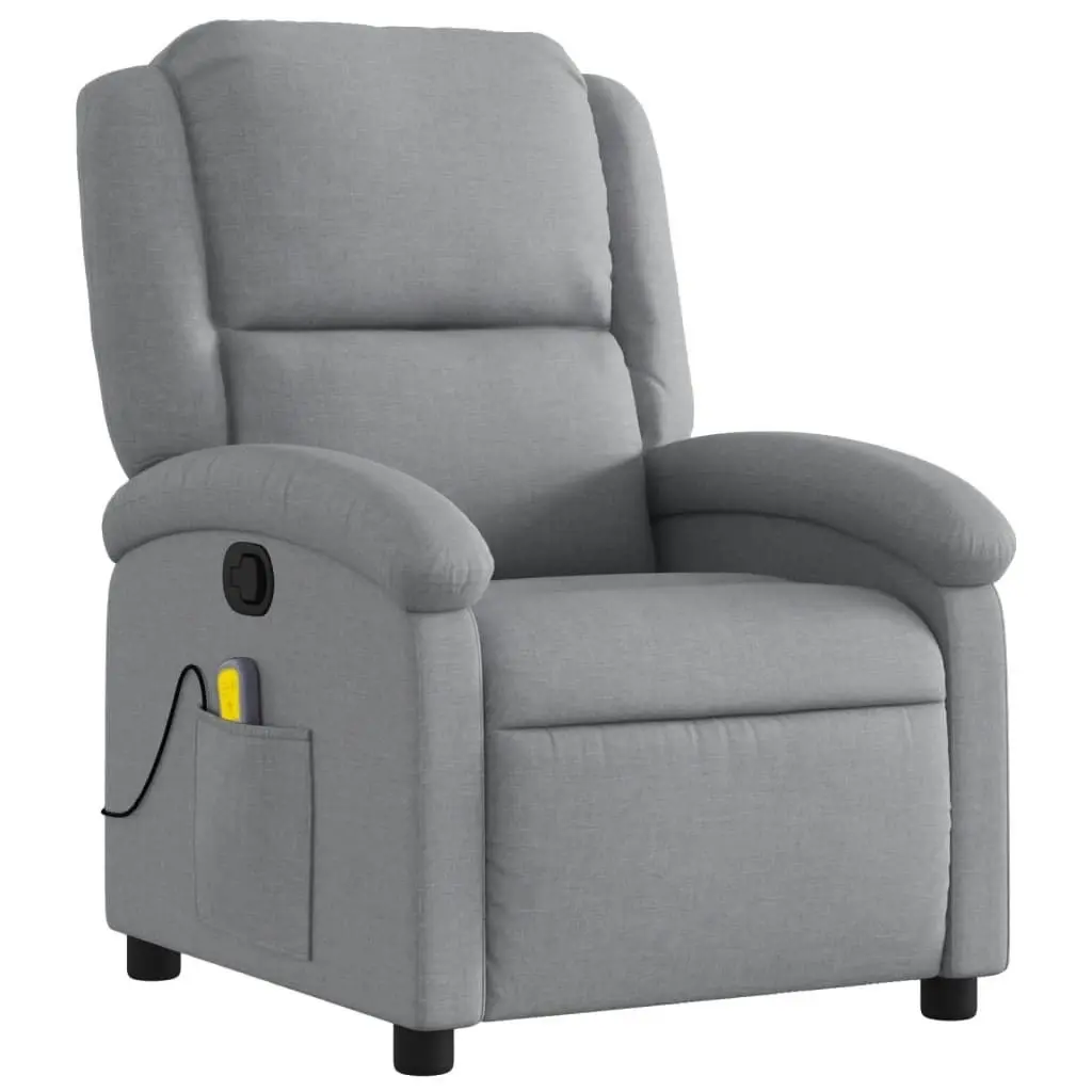 Massage Recliner Chair Light Grey Fabric 3205416