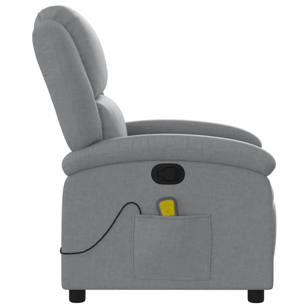 Massage Recliner Chair Light Grey Fabric 3205416