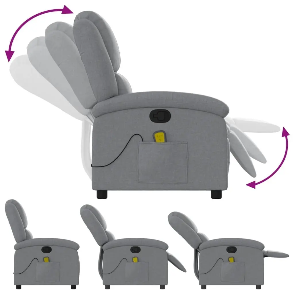 Massage Recliner Chair Light Grey Fabric 3205416