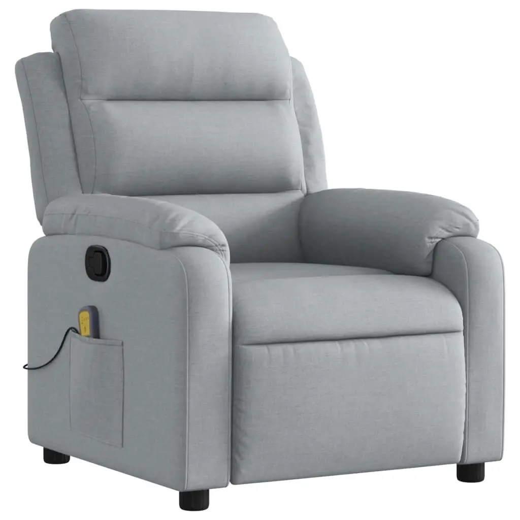 Massage Recliner Chair Light Grey Fabric 3205723