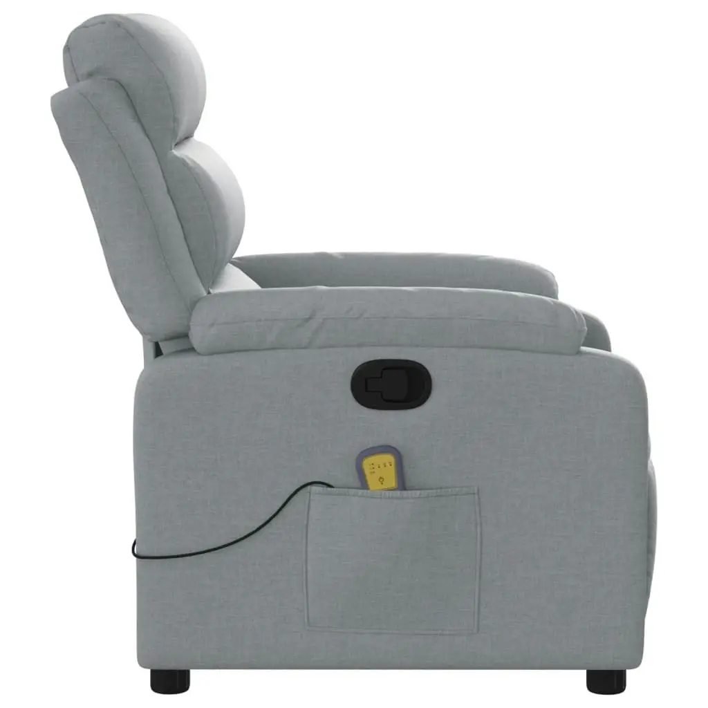 Massage Recliner Chair Light Grey Fabric 3205723