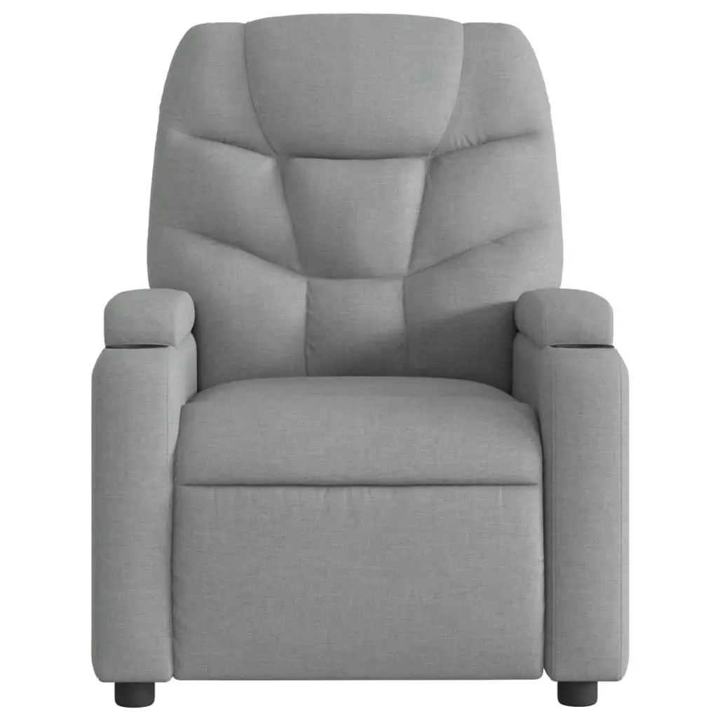 Massage Recliner Chair Light Grey Fabric 3205612