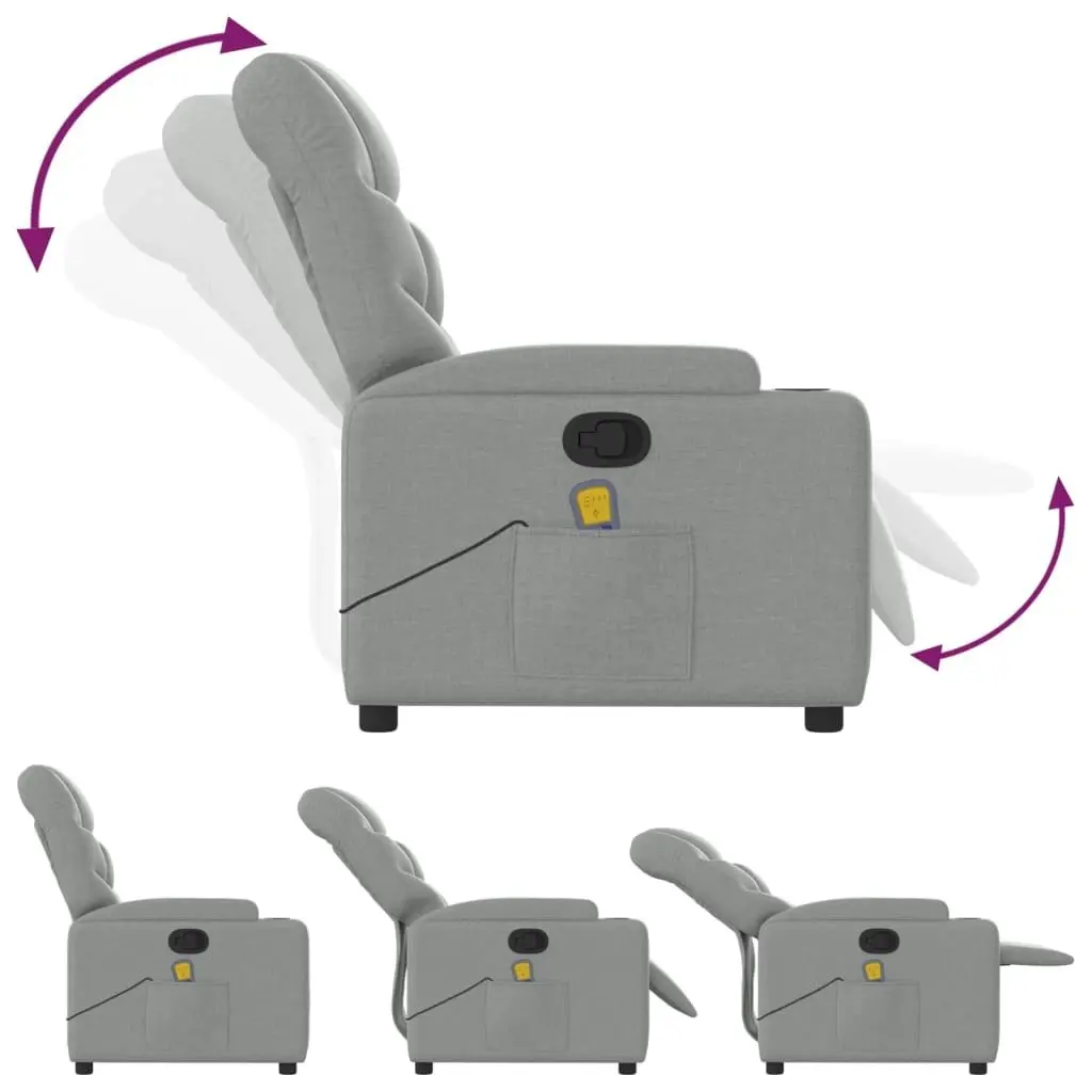 Massage Recliner Chair Light Grey Fabric 3205612