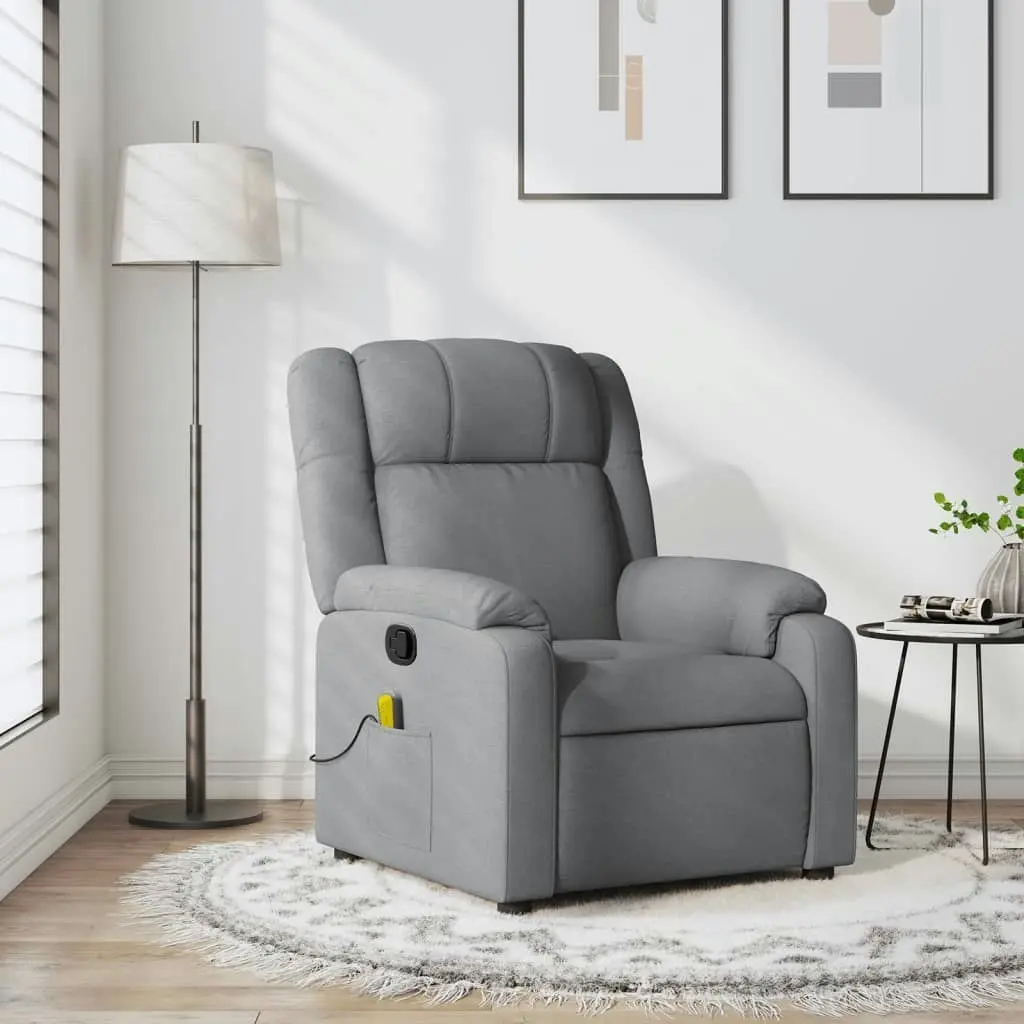 Massage Recliner Chair Light Grey Fabric 3205752