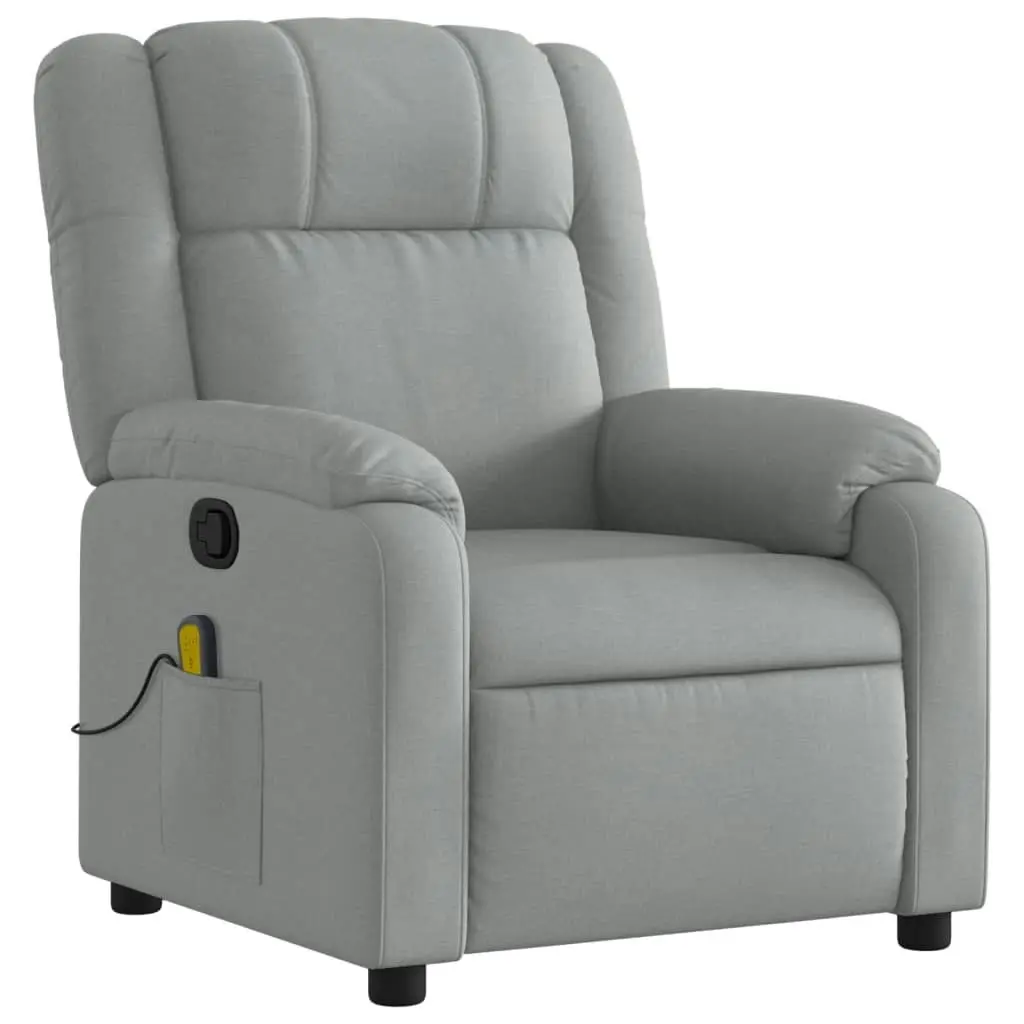 Massage Recliner Chair Light Grey Fabric 3205752