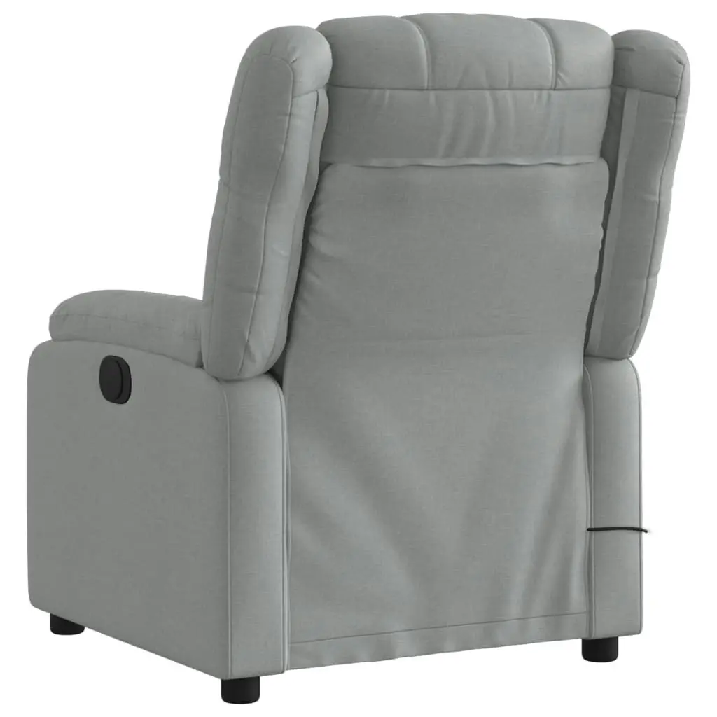 Massage Recliner Chair Light Grey Fabric 3205752