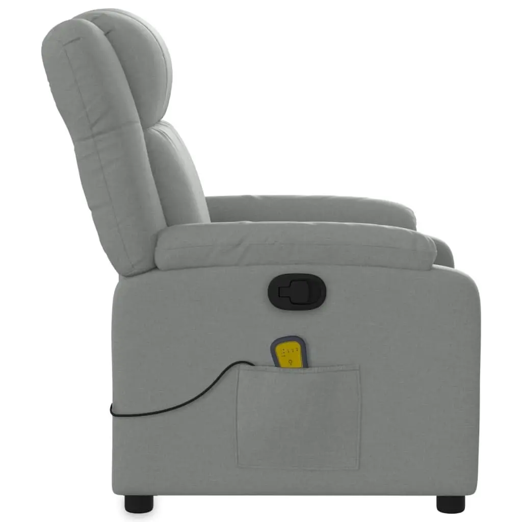 Massage Recliner Chair Light Grey Fabric 3205752