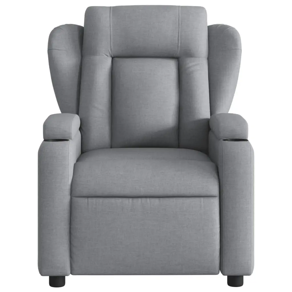 Massage Recliner Chair Light Grey Fabric 3205568