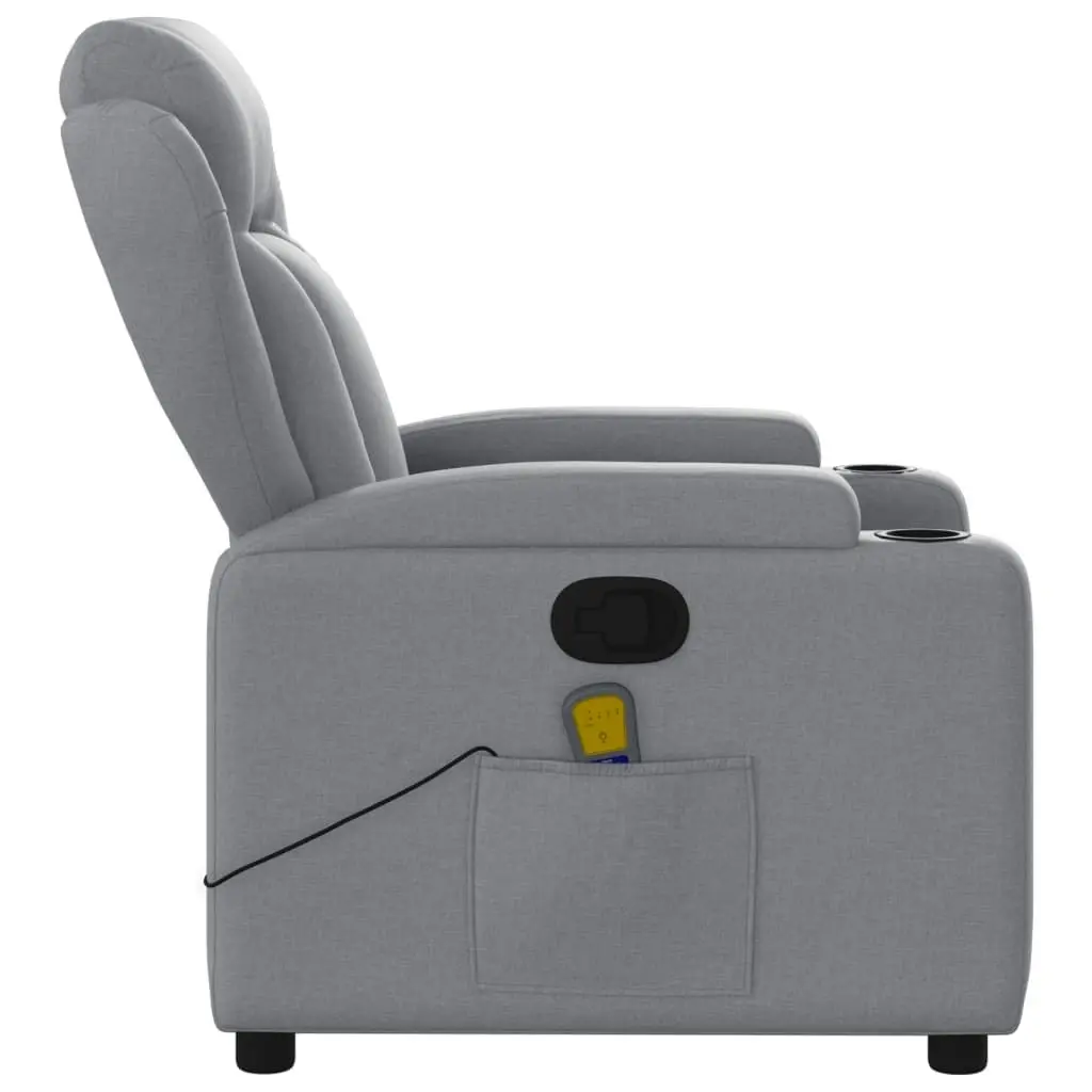 Massage Recliner Chair Light Grey Fabric 3205568