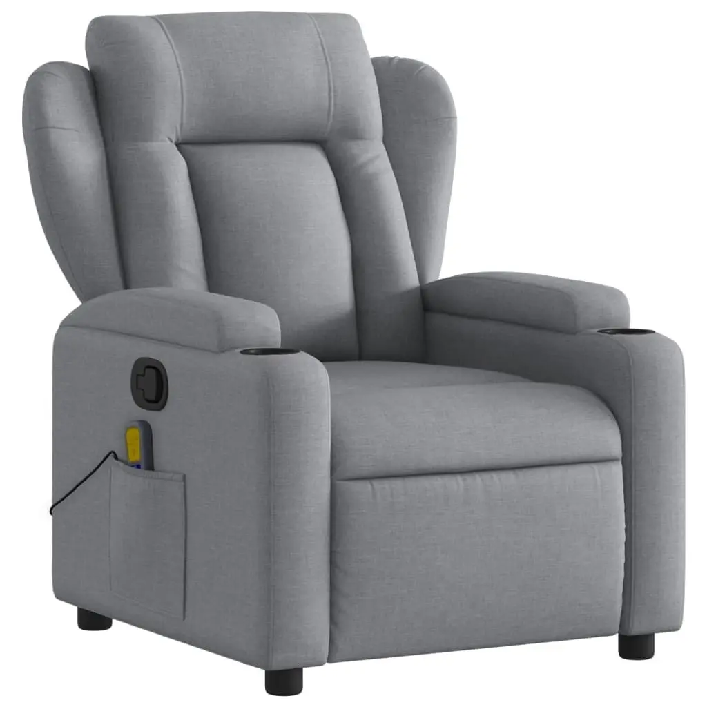 Massage Recliner Chair Light Grey Fabric 3205568