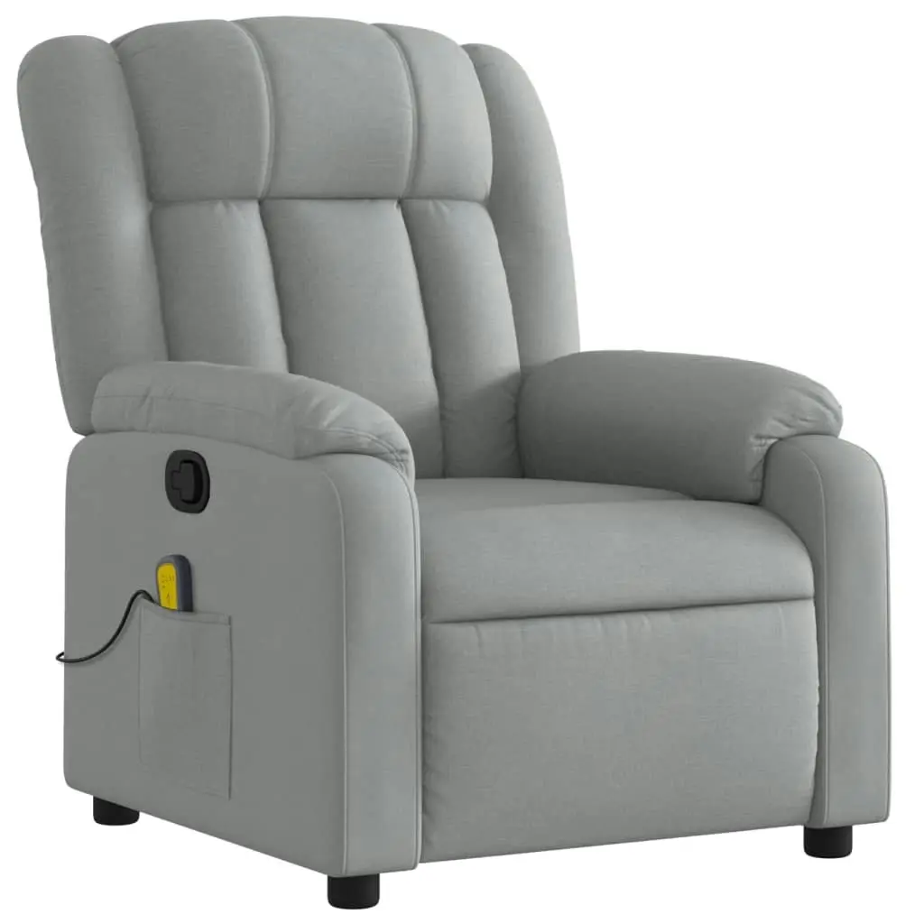 Massage Recliner Chair Light Grey Fabric 3205776