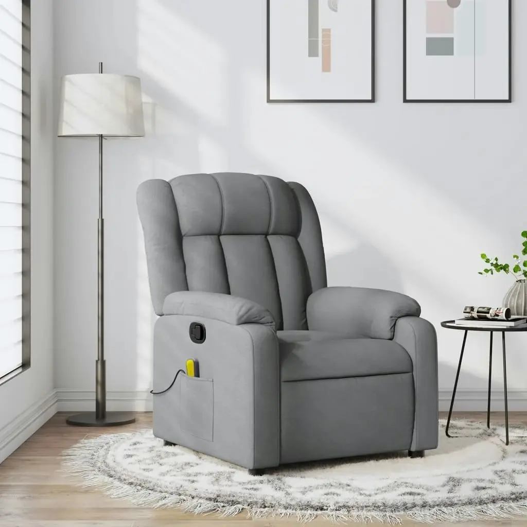 Massage Recliner Chair Light Grey Fabric 3205776