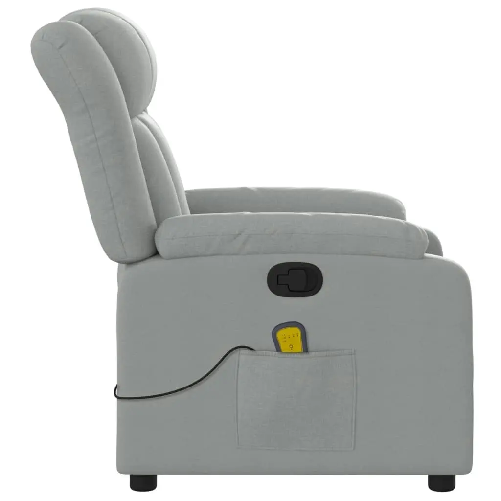 Massage Recliner Chair Light Grey Fabric 3205776