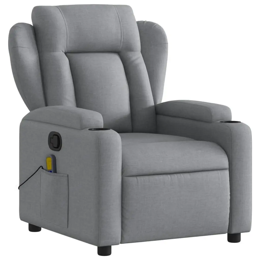 Massage Recliner Chair Light Grey Fabric 3206000