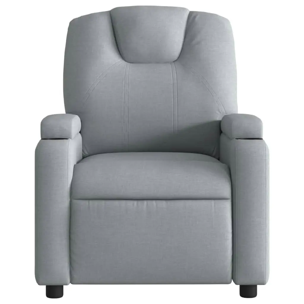 Massage Recliner Chair Light Grey Fabric 3205968