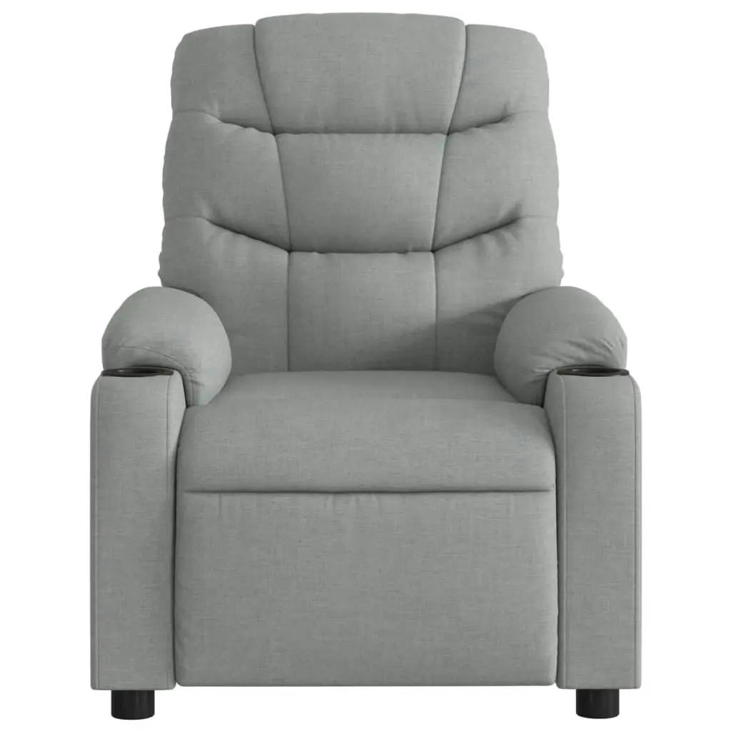 Massage Recliner Chair Light Grey Fabric 3206851