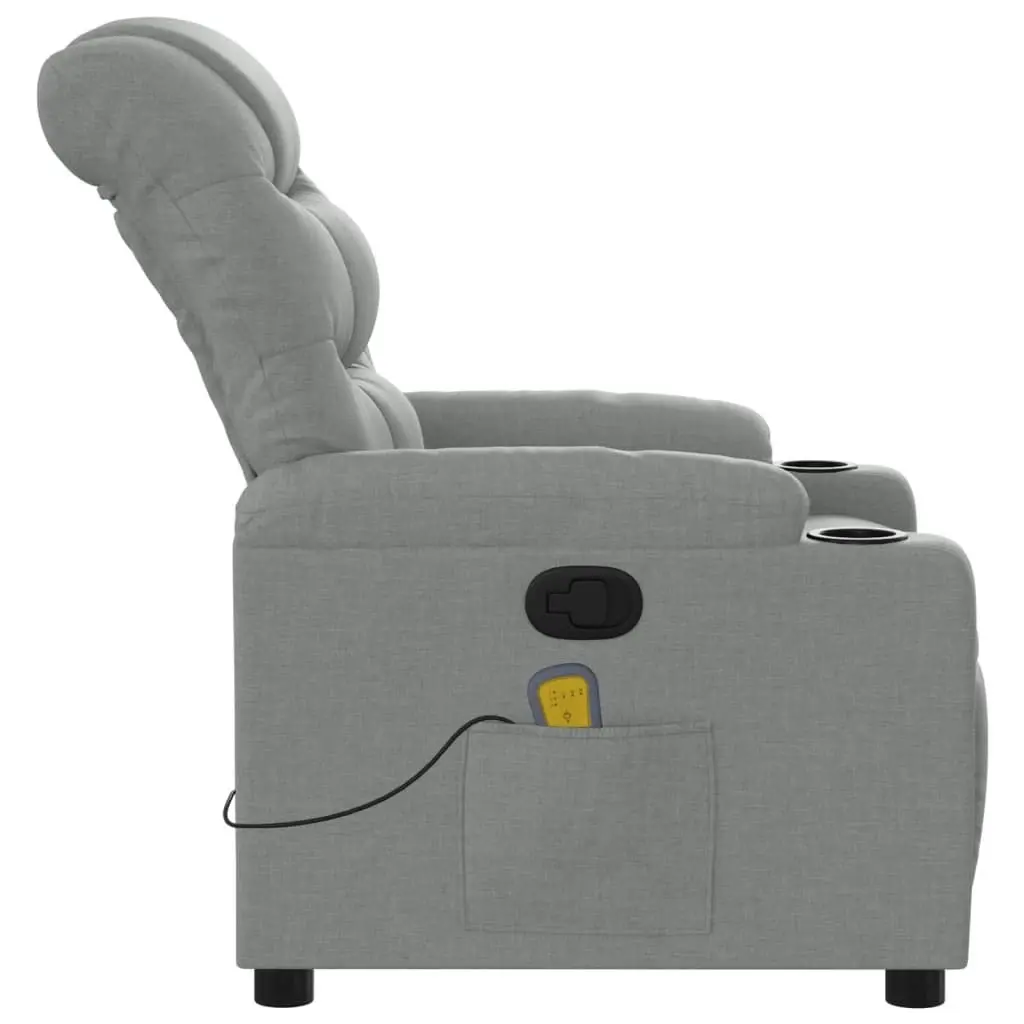 Massage Recliner Chair Light Grey Fabric 3206851