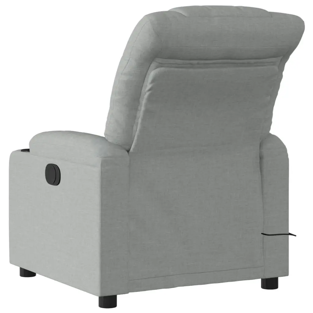 Massage Recliner Chair Light Grey Fabric 3206851