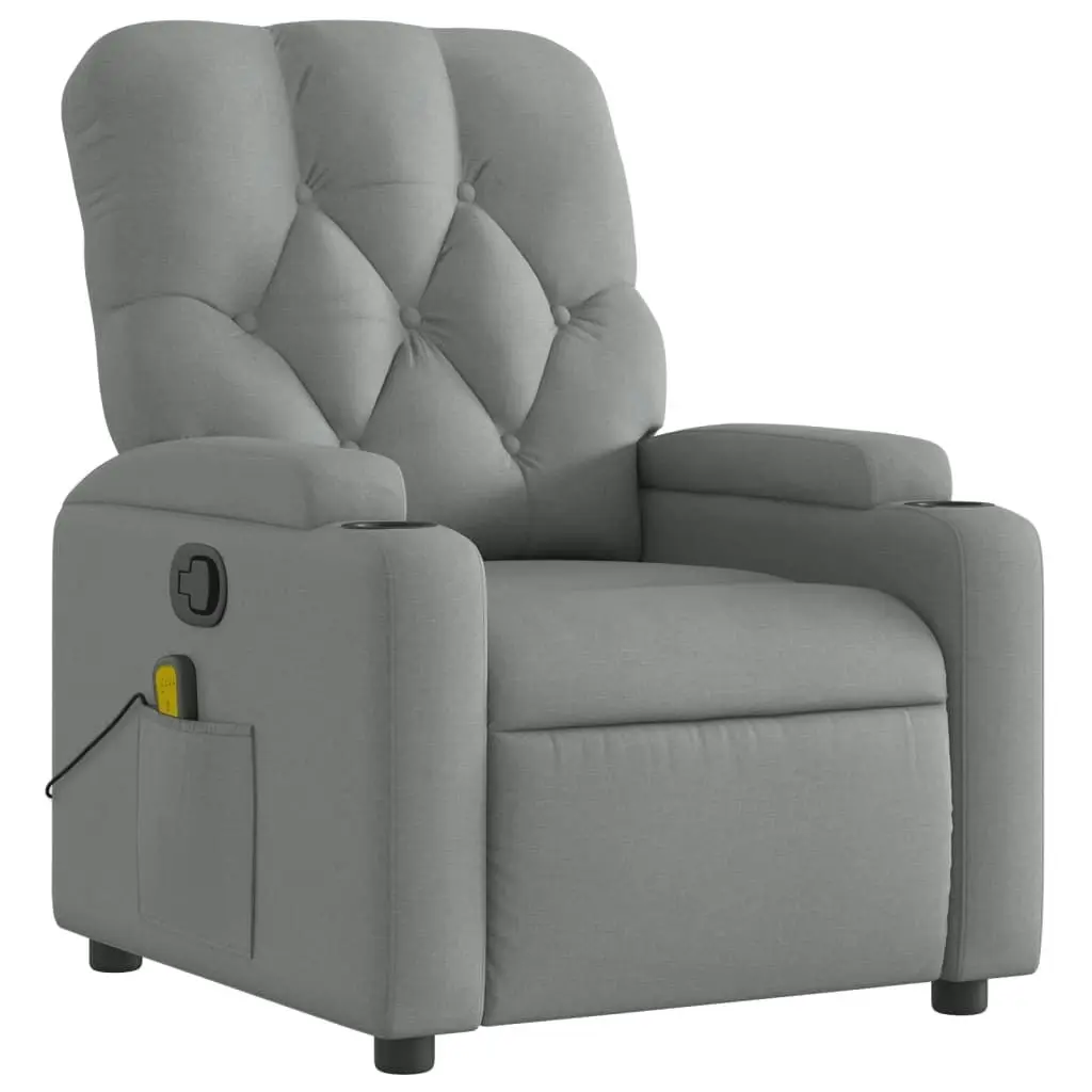 Massage Recliner Chair Light Grey Fabric 372491