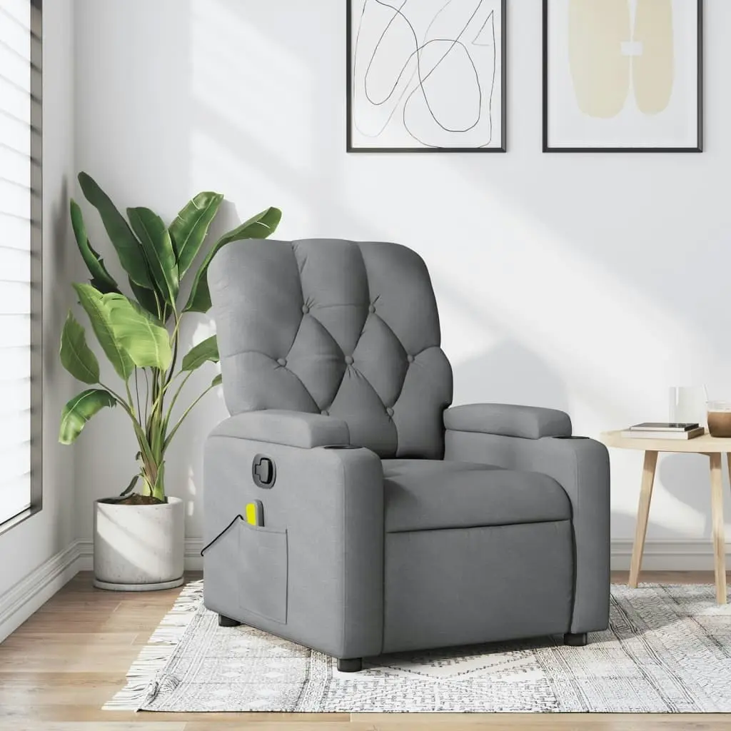 Massage Recliner Chair Light Grey Fabric 372491