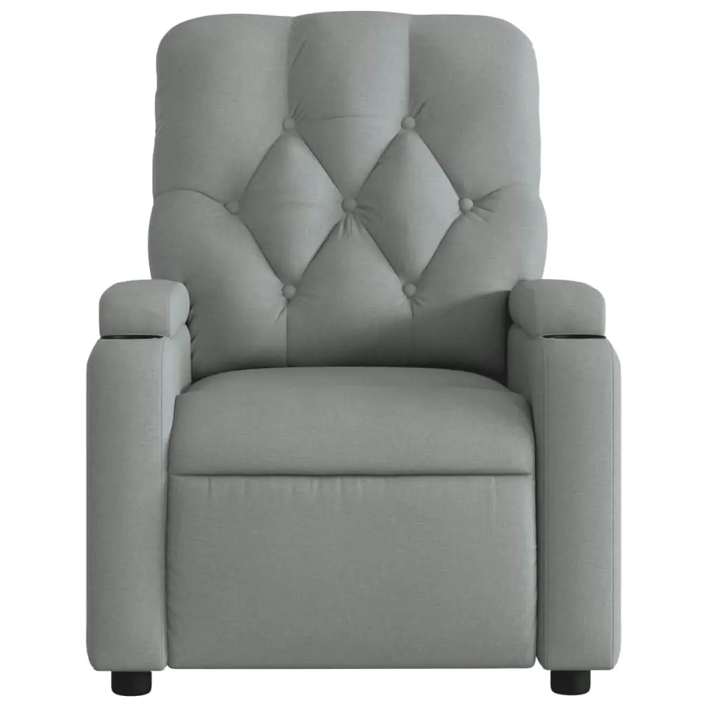 Massage Recliner Chair Light Grey Fabric 372491