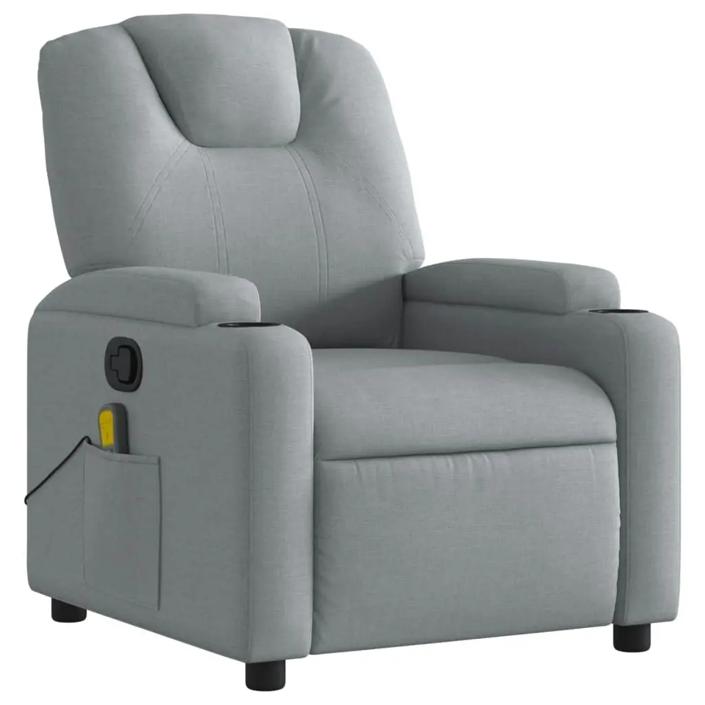 Massage Recliner Chair Light Grey Fabric 3205512