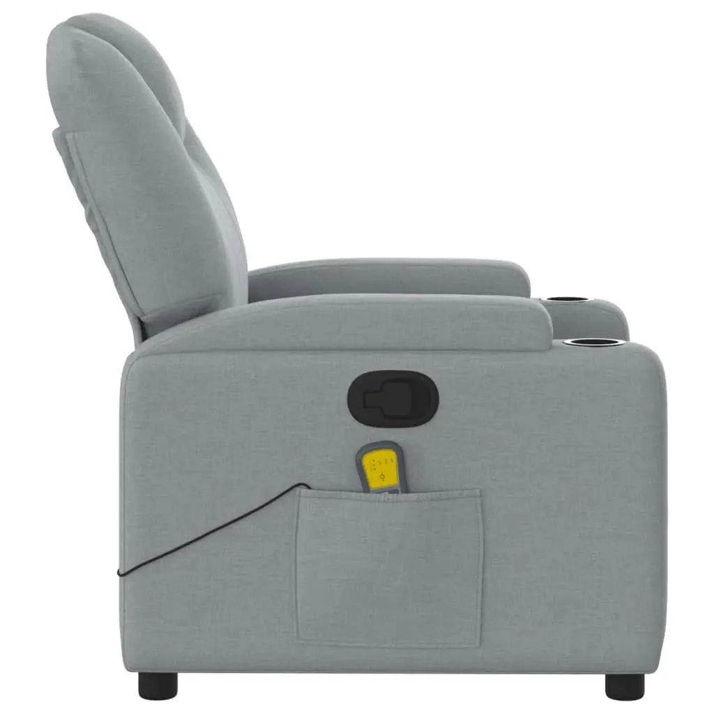 Massage Recliner Chair Light Grey Fabric 3205512