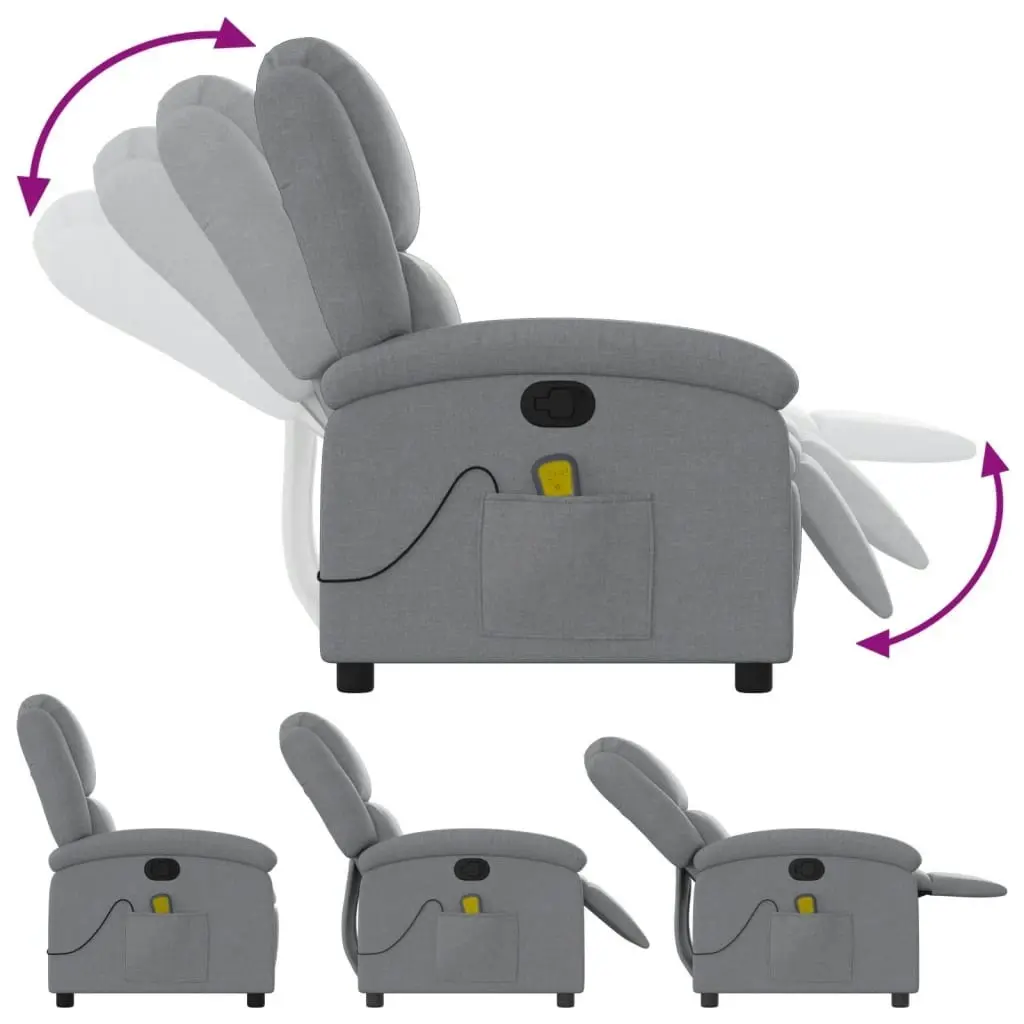 Massage Recliner Chair Light Grey Fabric 371763