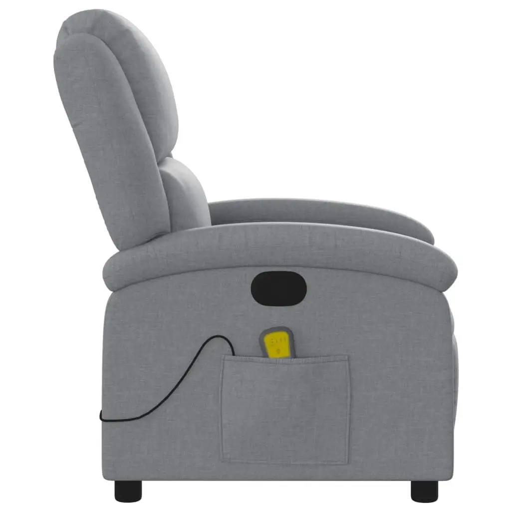 Massage Recliner Chair Light Grey Fabric 371763