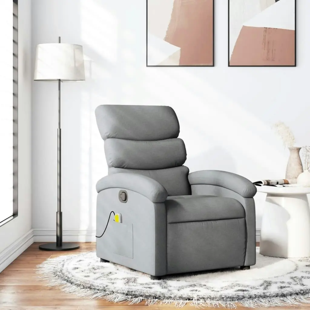 Massage Recliner Chair Light Grey Fabric 371701